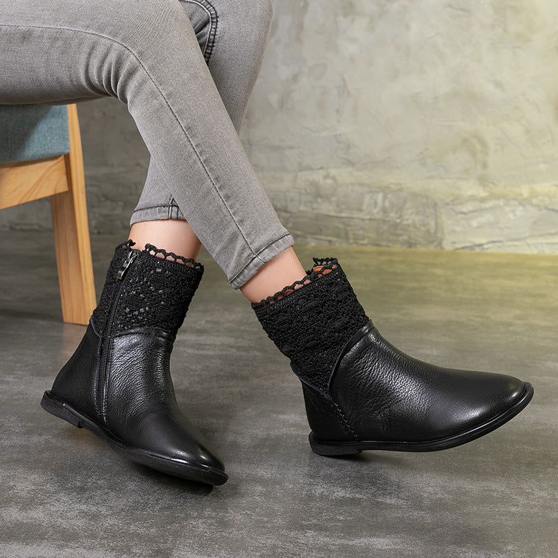 Herbst-winter-retro Handgefertigte Ledernähte Stiefeletten| Geschenk Schuhe