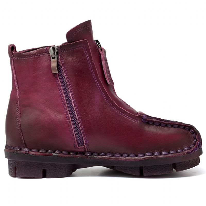 Herbst Winter Retro Handgefertigte Lederstiefeletten