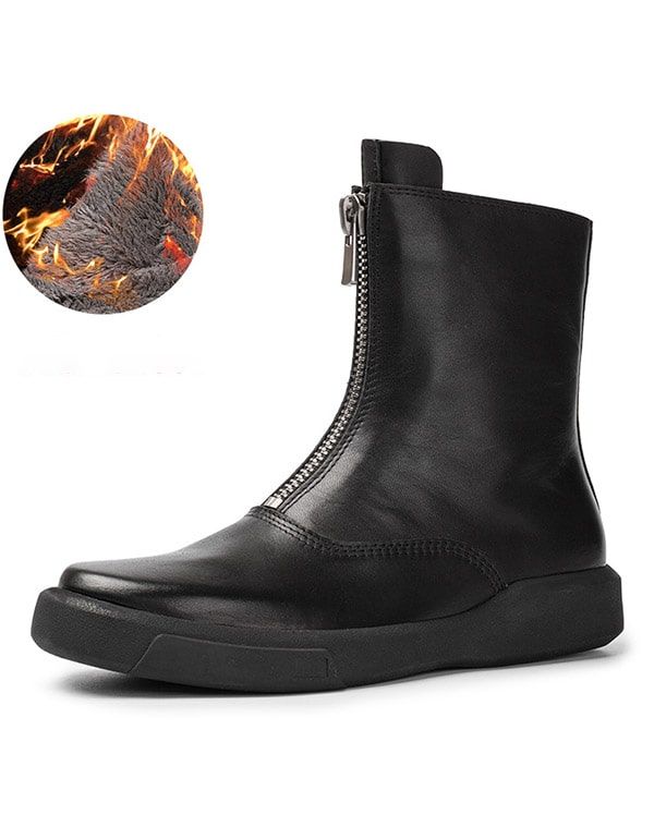 Herbst Winter Wasserdichte Schwarze Stiefel Mit Reißverschluss Vorne