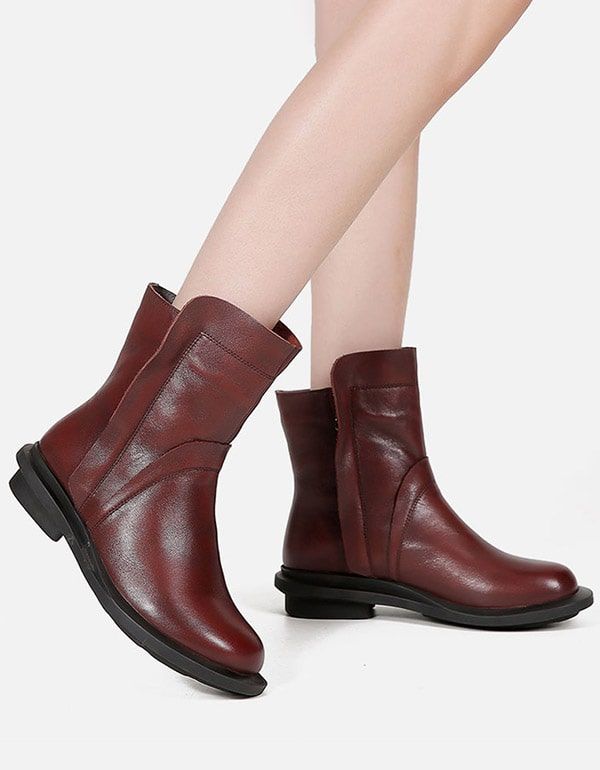 Kurze Chelsea-stiefel Aus Leder Mit Rundem Kopf