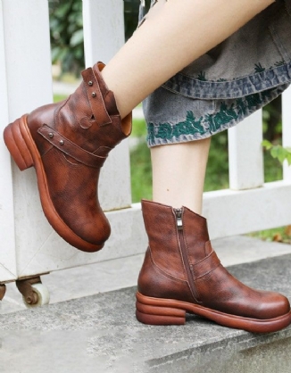 Kurze Cowboystiefel Aus Leder Im Retro-look Für Damen