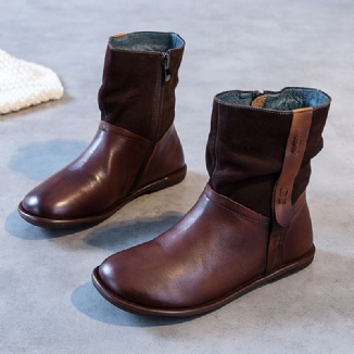 Kurze Stiefel Aus Samt Mit Retro-nähten