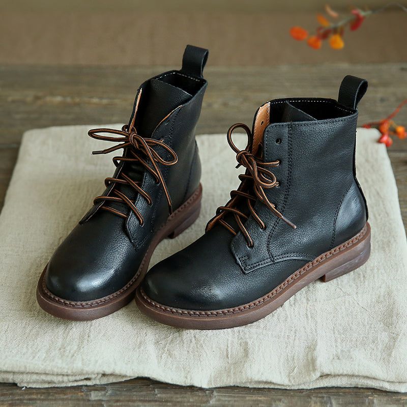 Kurze Stiefeletten Aus Britischem Retro-leder| Geschenk Schuhe