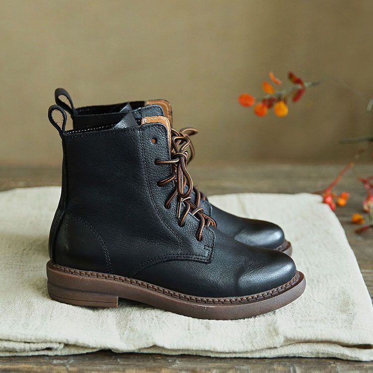 Kurze Stiefeletten Aus Britischem Retro-leder| Geschenk Schuhe