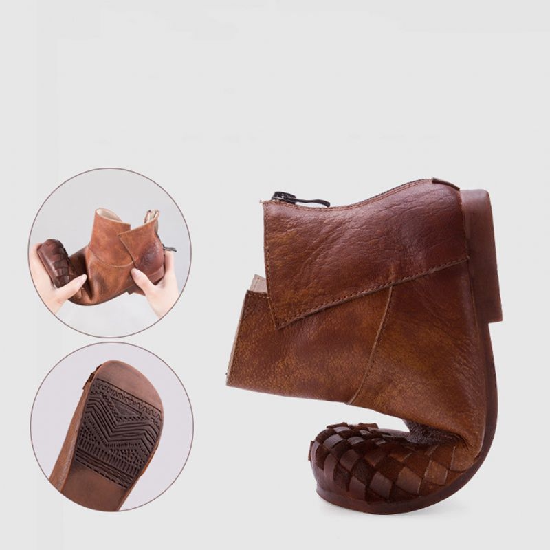 Retro Handgefertigte Lederstiefeletten Für Damen | Geschenk Schuhe