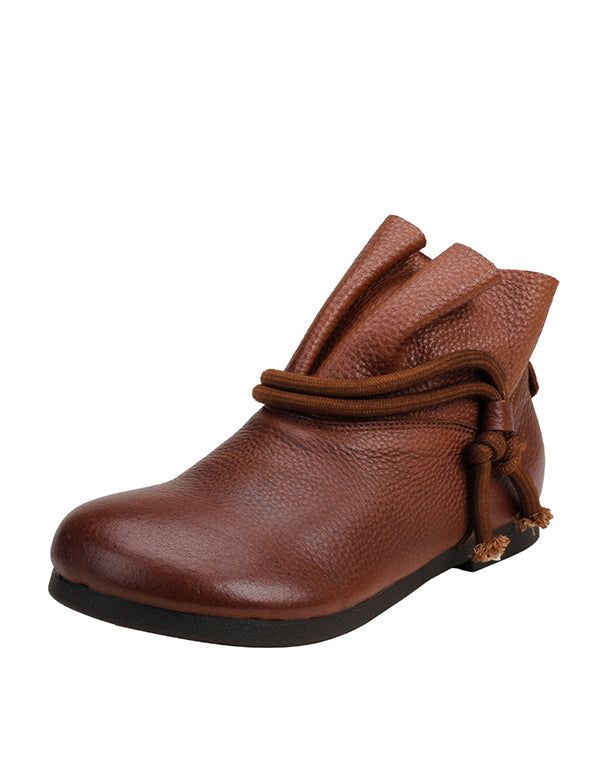 Retro-schnürstiefel Aus Leder Für Den Herbst-winter