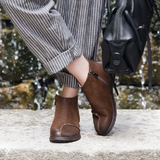 Retro-stiefel Aus Weichem Leder Mit Nähten | Geschenk Schuhe