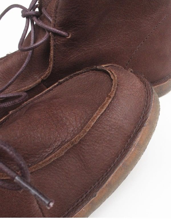 Retro-stiefeletten Aus Echtem Leder Mit Kuhsehne Im Herbst