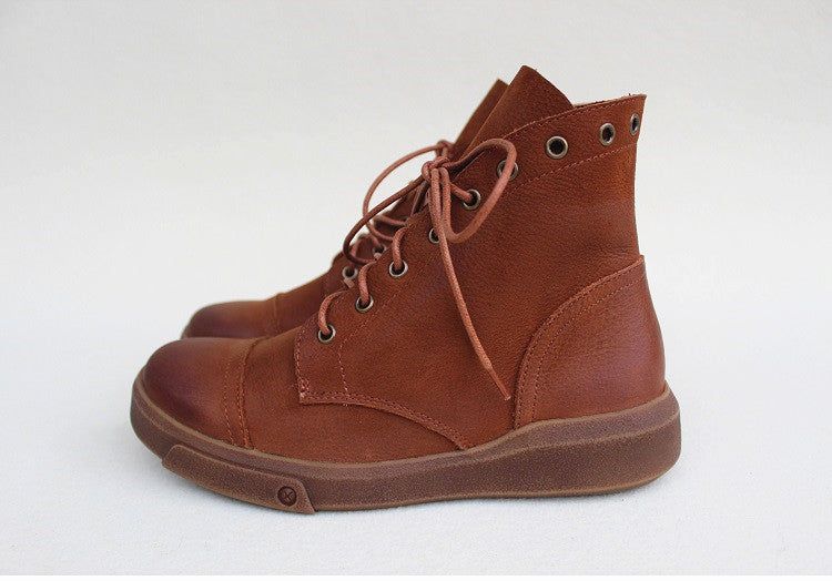 Schnürstiefel Aus Rutschfestem Weichem Leder Für Damen