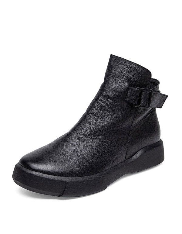 Schwarze Retro-lederstiefeletten Im Britischen Stil