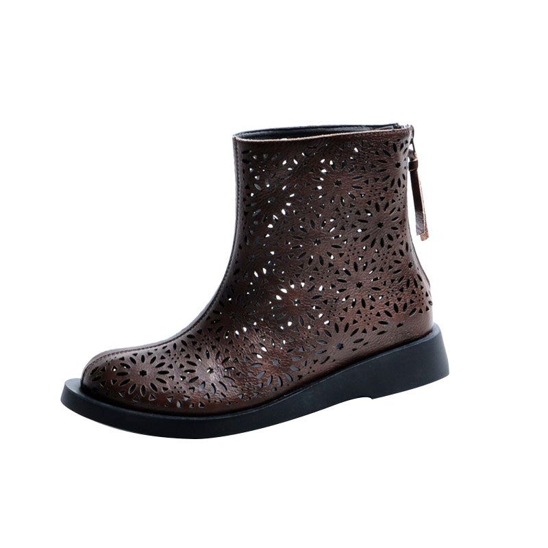 Sommer Leder Vintage Hohle Sommerstiefel