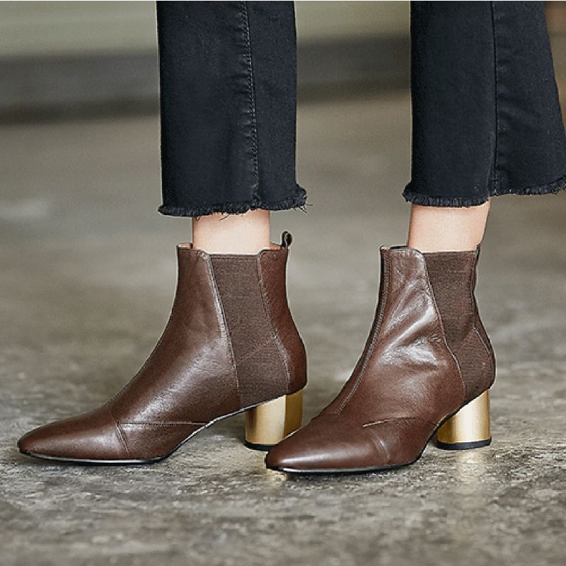 Spring Chelsea Boots Mit Dickem Absatz Und Spitzem Absatz 35-41