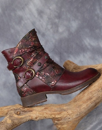 Vintage Handgefertigte Ankle Boots Mit Prägung