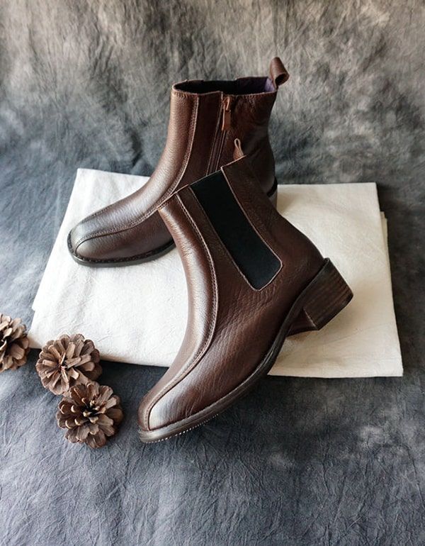 Vintage Leder Chelsea Boots Damen