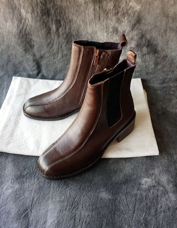 Vintage Leder Chelsea Boots Damen