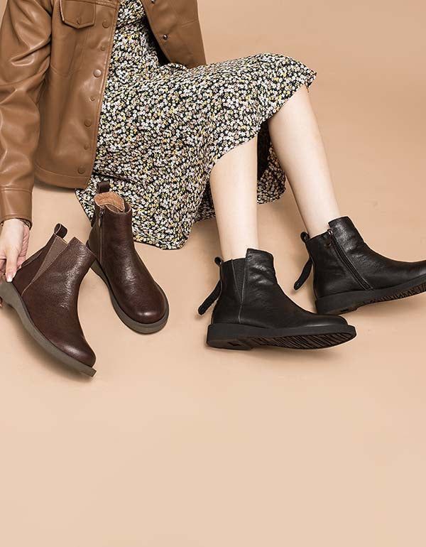 Winter-herbst-handgefertigte Retro-chelsea-stiefel Aus Leder