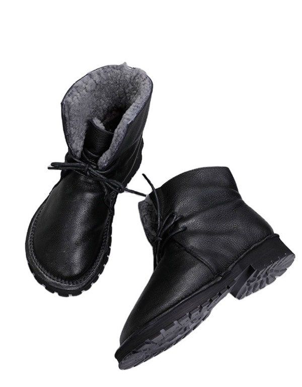 Winter Retro Handgefertigte Plüsch-stiefeletten Mit Weichen Sohlen