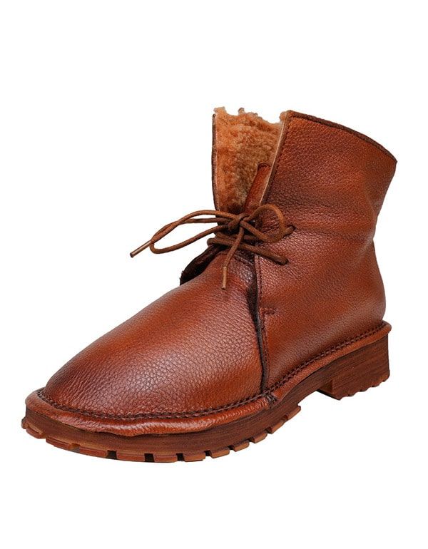 Winter Retro Handgefertigte Plüsch-stiefeletten Mit Weichen Sohlen