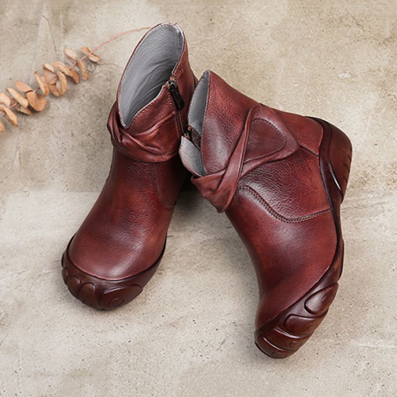 Winter-retro-handgemachte Kurze Lederstiefel | Geschenk Schuhe