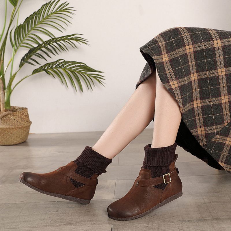 Winter-retro-leder-kurzstiefel | Geschenk Schuhe