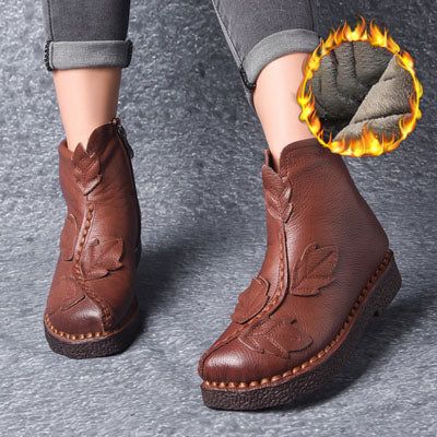 Winter-retro-leder-samt-stiefel | Geschenk Schuhe