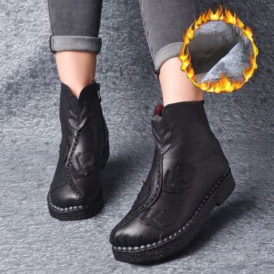 Winter-retro-leder-samt-stiefel | Geschenk Schuhe