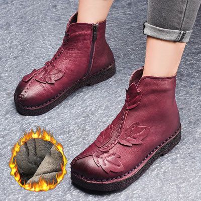 Winter-retro-leder-samt-stiefel | Geschenk Schuhe