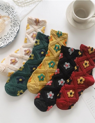 2 Paar Frühlingsblumen-socken Aus Weicher Baumwolle Für Damen