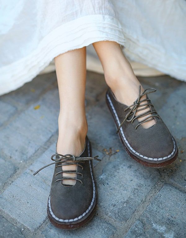 Bequeme Schuhe Für Damen Mit Flacher Schnürung Im Frühling