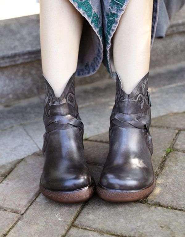 Frühling Herbst Rundkopf Handgefertigte Vintage Keilstiefel