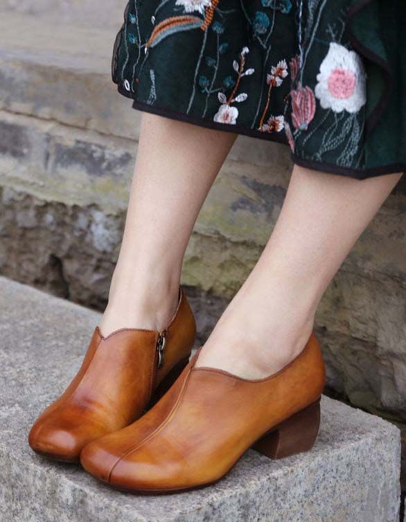 Frühling Peacock Blue Vintage Chunky Heels