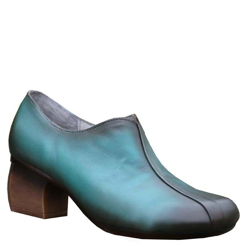 Frühling Peacock Blue Vintage Chunky Heels