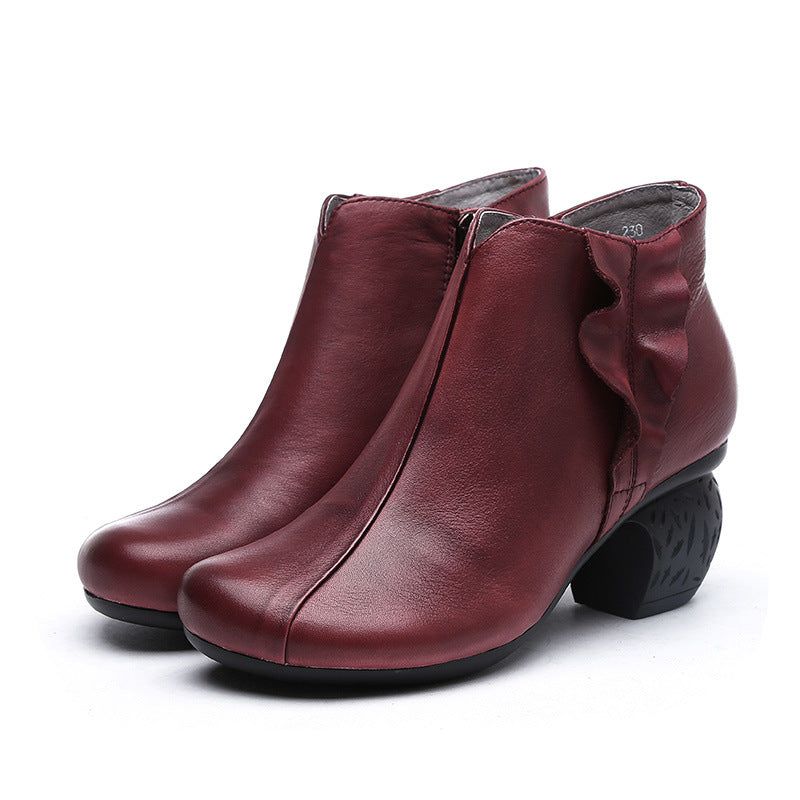 Frühlings-herbst-ethnische Retro-dicke High Heel-weiche Untere Handgemachte Schuhe