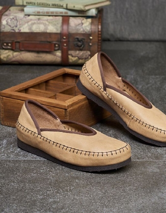 Frühlings-sommer-retro-leder-flats Loafer