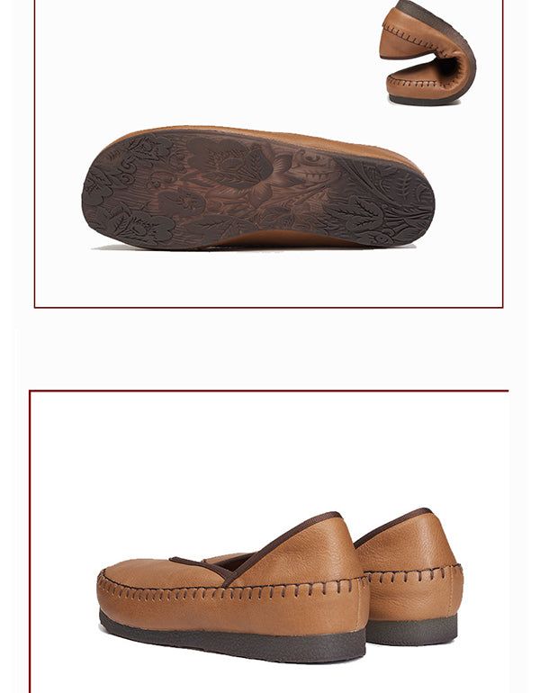 Frühlings-sommer-retro-leder-flats Loafer