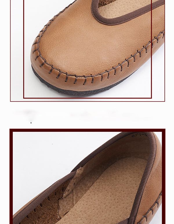 Frühlings-sommer-retro-leder-flats Loafer