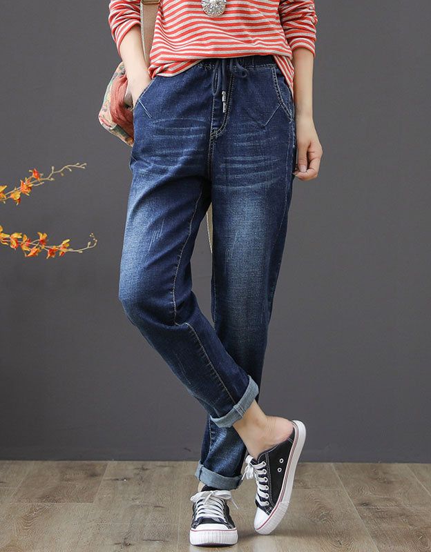 Jeanshose Mit Elastischem Bund Für Frühling Und Herbst 4xl