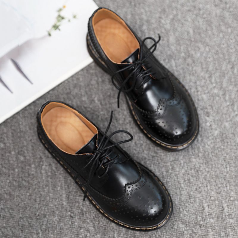 Oxford-schuhe Aus Leder Im Britischen Stil Mit Dickem Absatz