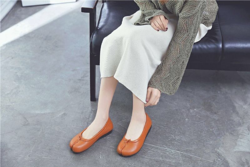 Retro-flats Aus Leder Für Frühlingsfrauen