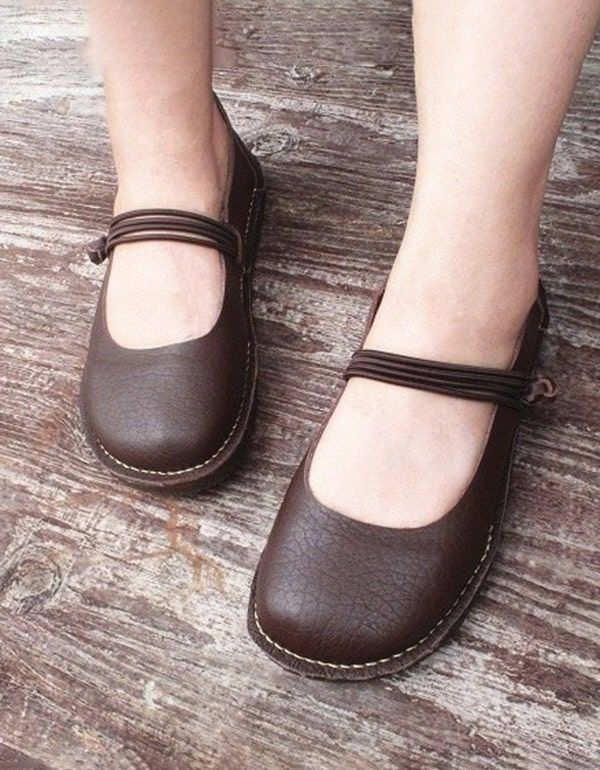 Retro-schuhe Für Damen Aus Weichem Weichem Leder