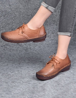 Spring Autumn Laced Cow Tendon Comfort Retro Flache Schuhe