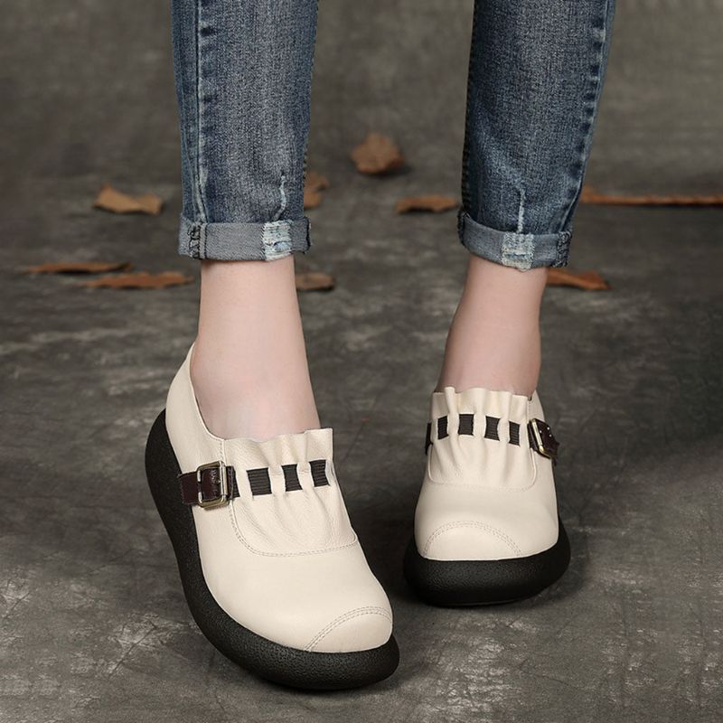 Spring Buckle Wedge Retro-schuhe