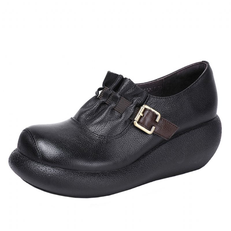 Spring Buckle Wedge Retro-schuhe