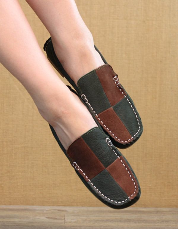 Spring Flache Handgefertigte Lederloafer