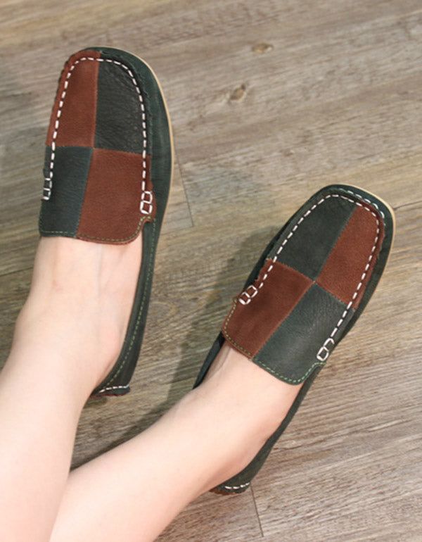 Spring Flache Handgefertigte Lederloafer