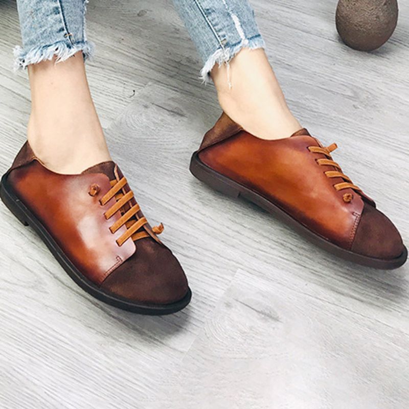 Spring Flats Farblich Passende Retro-loafer Für Damen