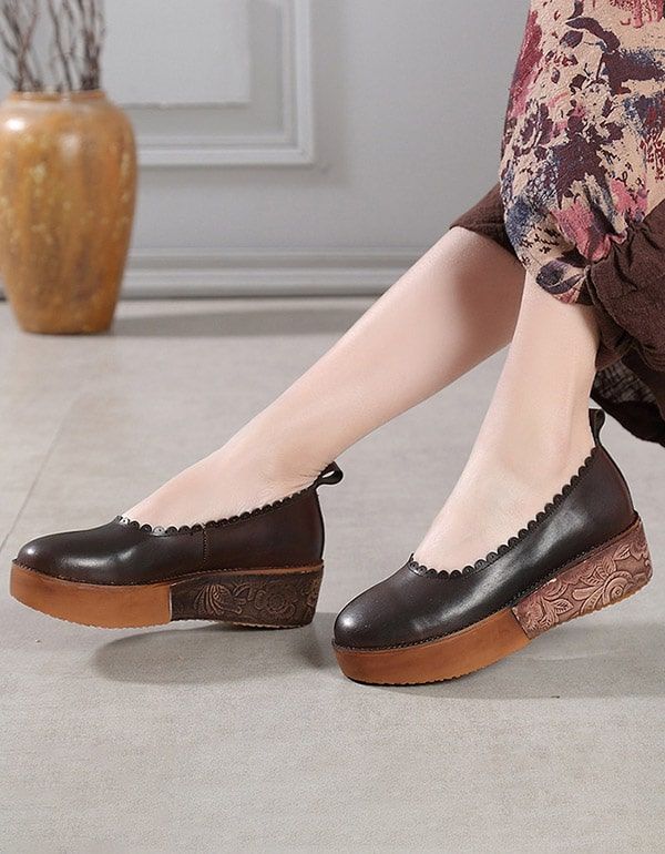 Spring Handmade Thick-heel Platform Ethnic Shoes