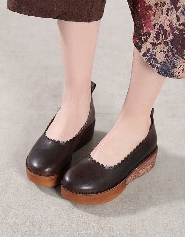 Spring Handmade Thick-heel Platform Ethnic Shoes