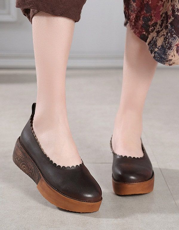 Spring Handmade Thick-heel Platform Ethnic Shoes