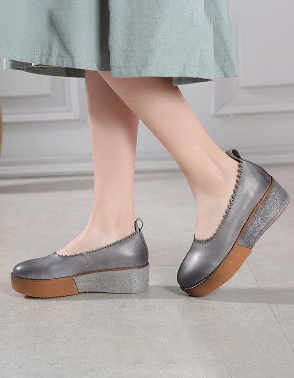 Spring Handmade Thick-heel Platform Ethnic Shoes